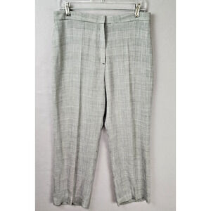 Yumi Mazao Trousers Women Size 12 Straight Leg Herringbone Gray